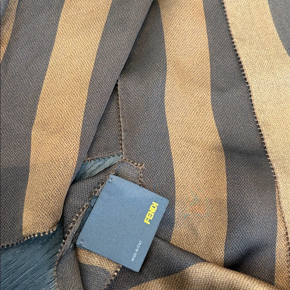 Fendi Brown and Tan Striped Scarf - Picture 3 of 6